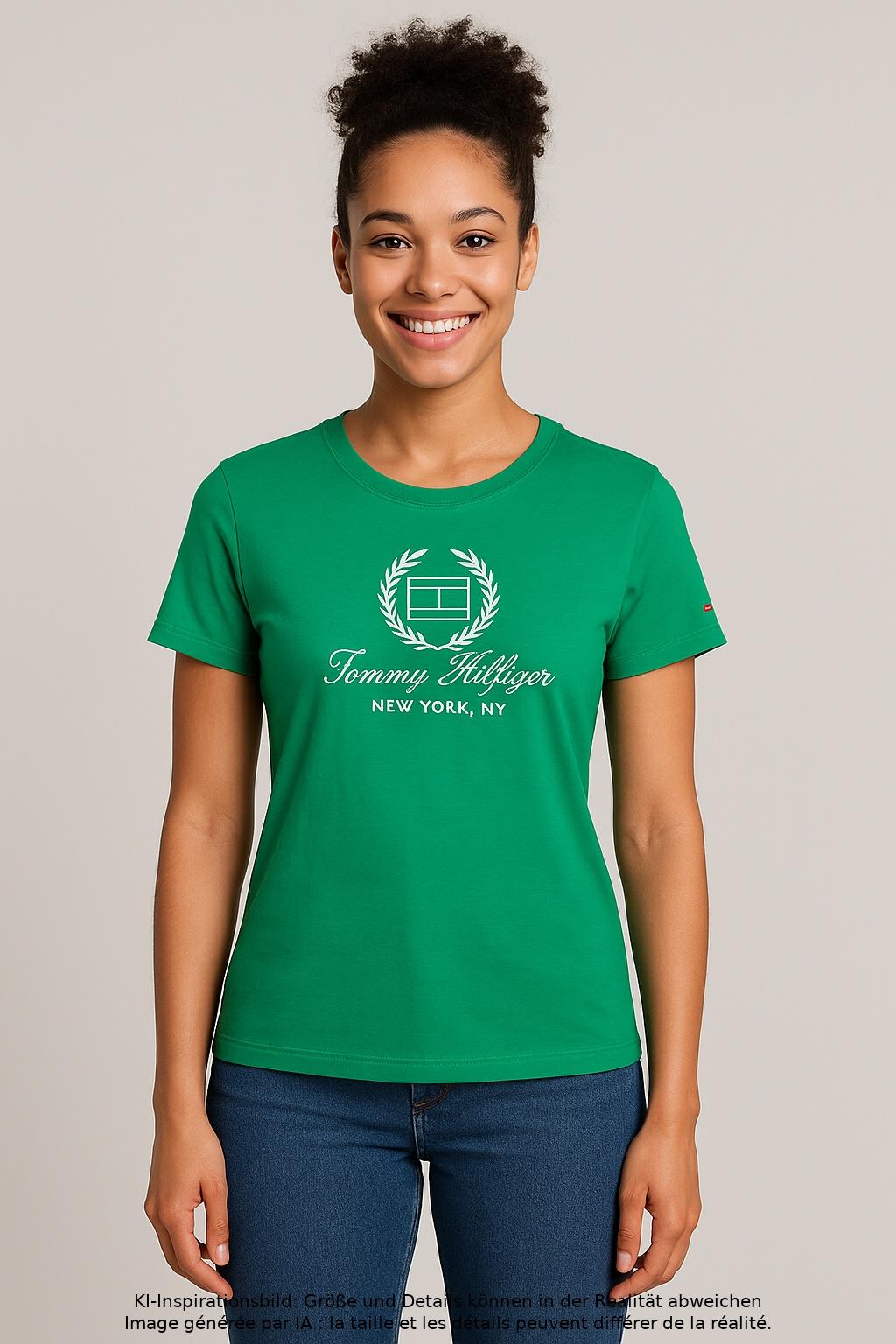 

Tommy Hilfiger Damen T-Shirt, grün, Gr. 42