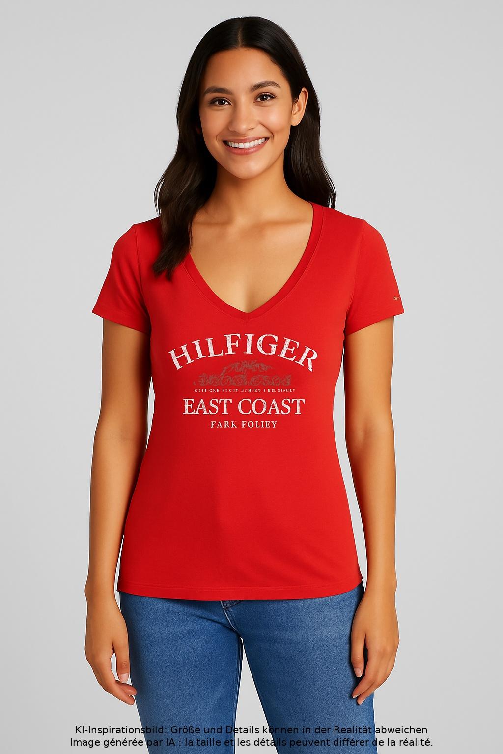 

Tommy Hilfiger Damen T-Shirt, rot, Gr. 36