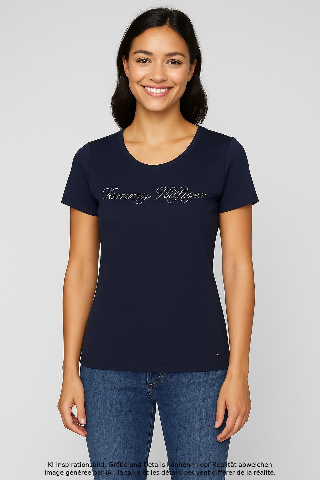 

Tommy Hilfiger Damen T-Shirt, marineblau, Gr. 36
