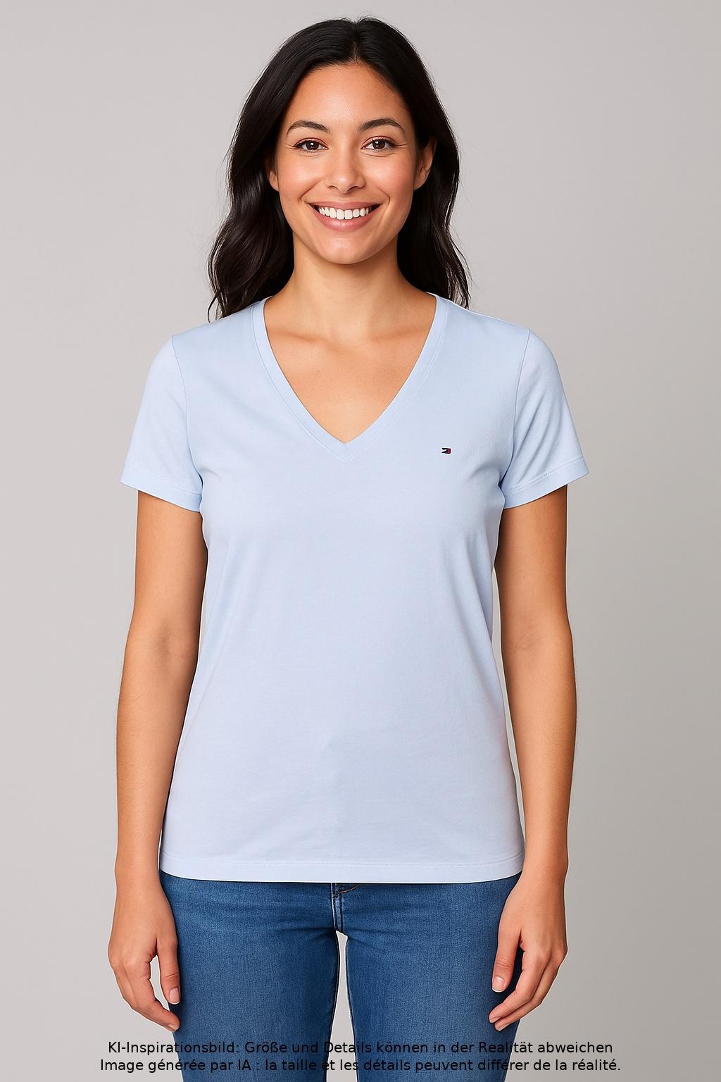 

Tommy Hilfiger Damen T-Shirt, hellblau, Gr. 34