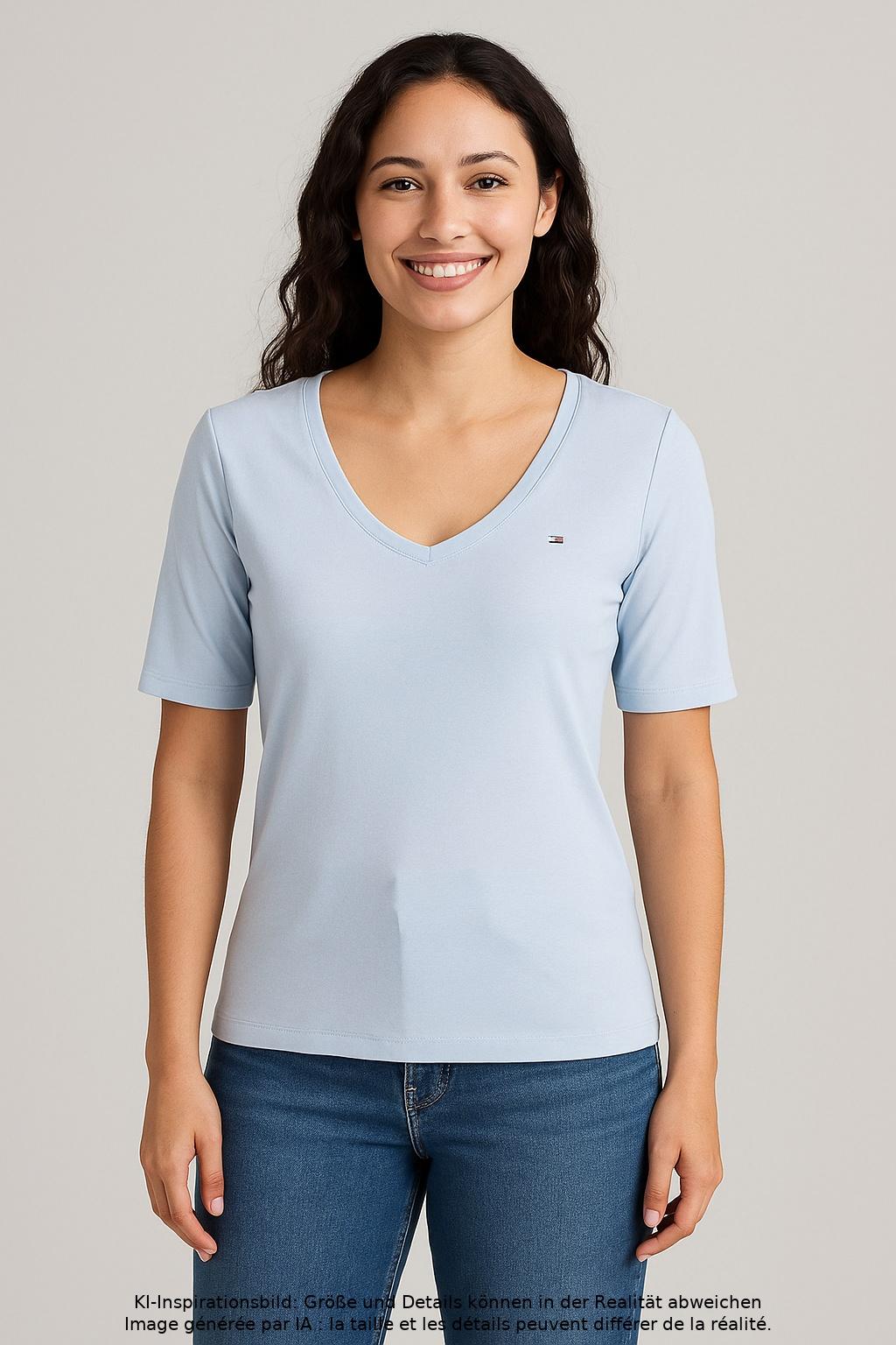 

Tommy Hilfiger Damen T-Shirt, hellblau, Gr. 36