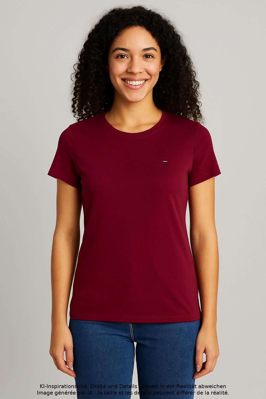 

Tommy Hilfiger Damen T-Shirt, bordeaux, Gr. 38