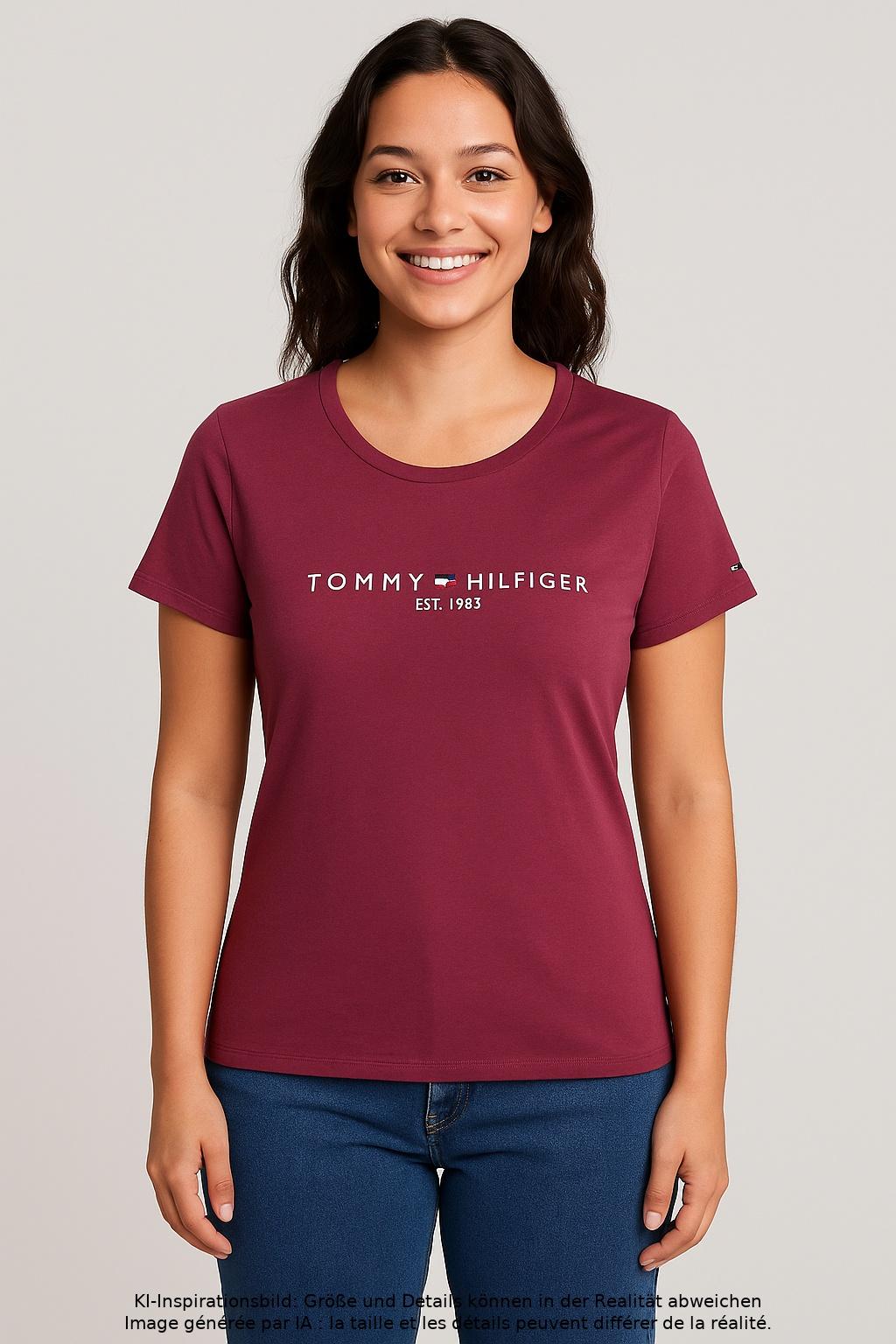 

Tommy Hilfiger Damen T-Shirt, bordeaux, Gr. 42