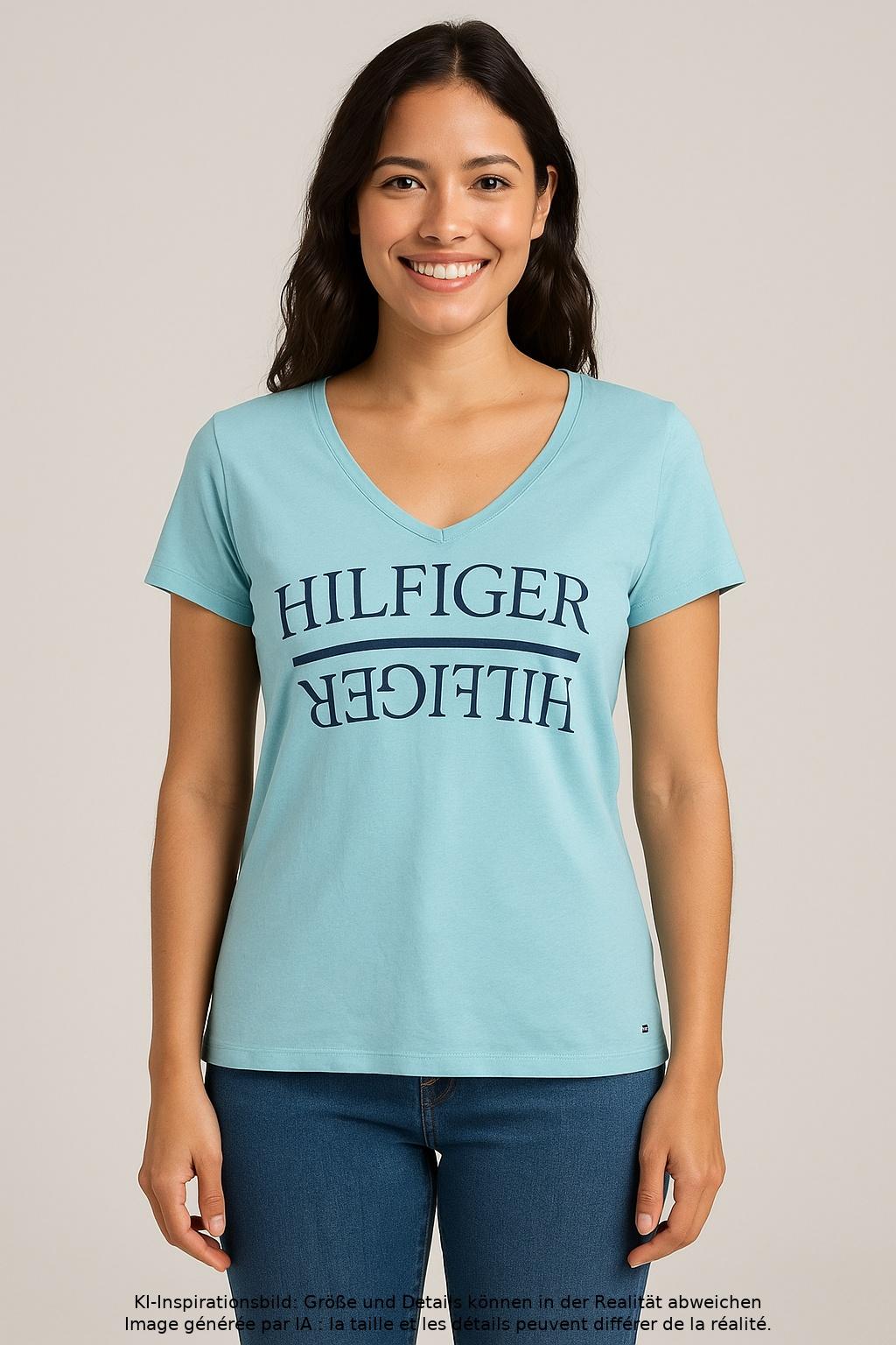

Tommy Hilfiger Damen T-Shirt, hellblau, Gr. 36