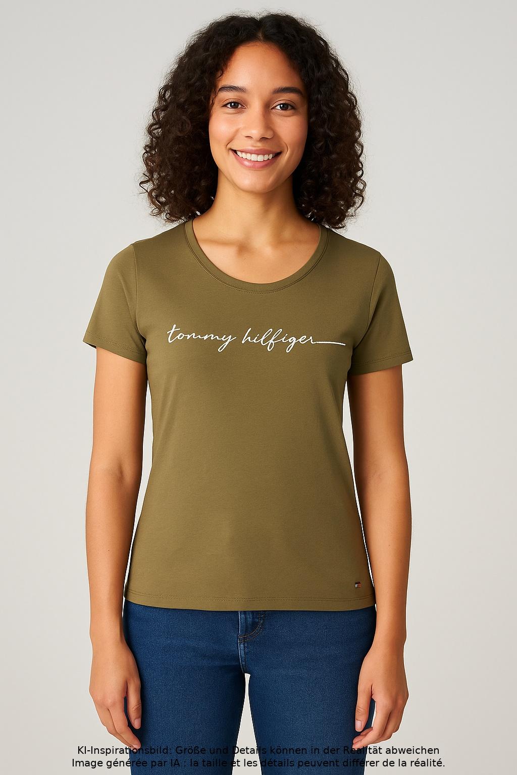 

Tommy Hilfiger Damen T-Shirt, grün, Gr. 34