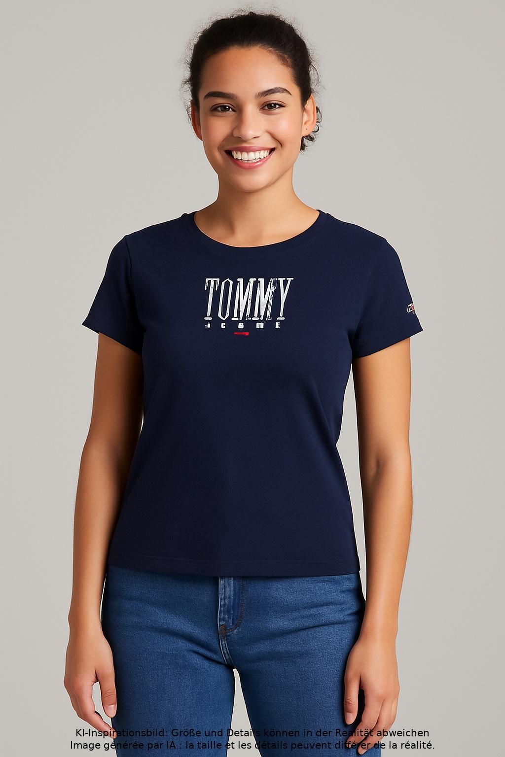 

Tommy Jeans Damen T-Shirt, marineblau, Gr. 34