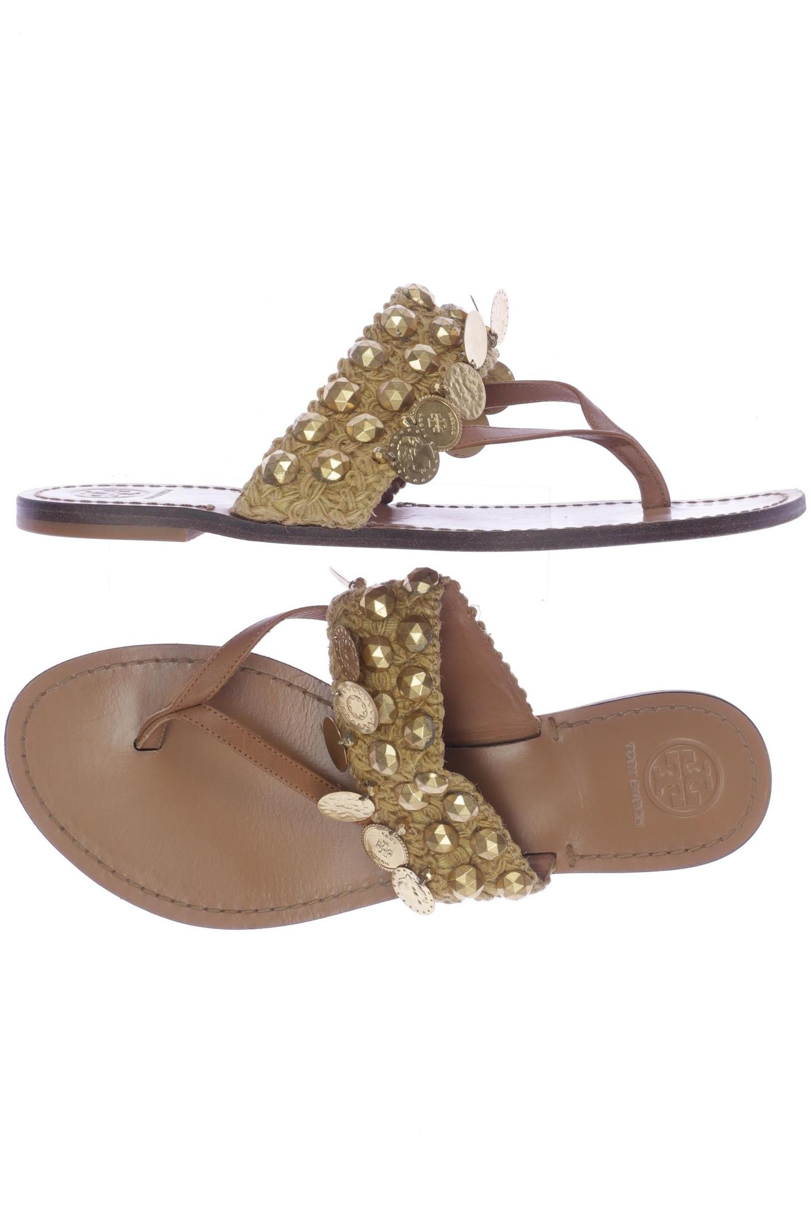 

Tory Burch Damen Sandale, gold, Gr. 8