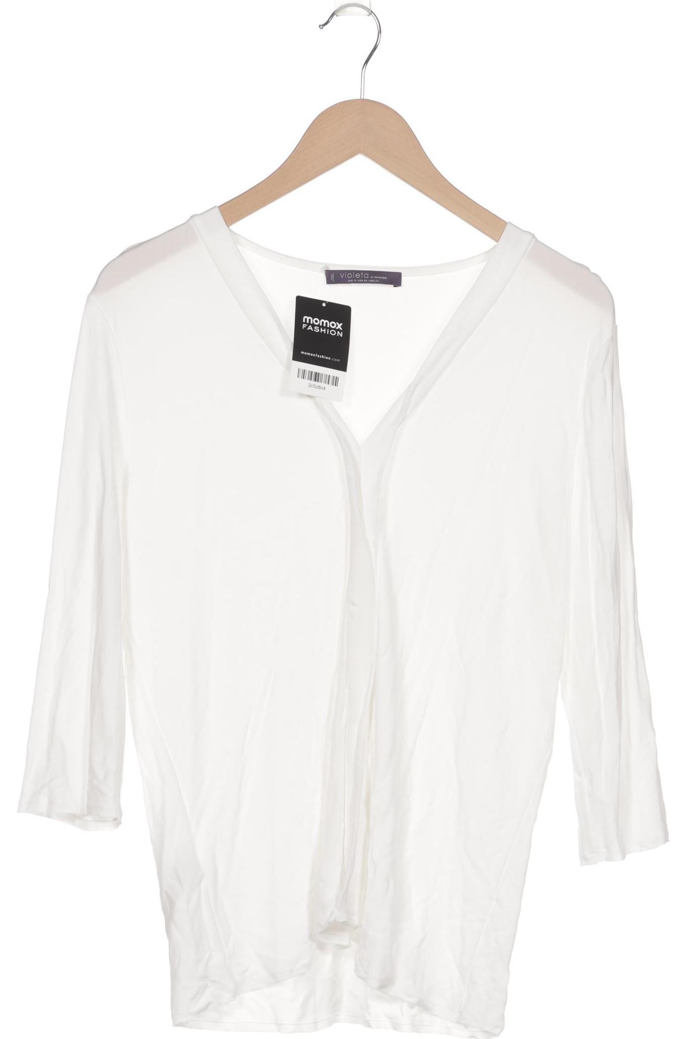 

violeta by Mango Damen Langarmshirt, weiß, Gr. 36
