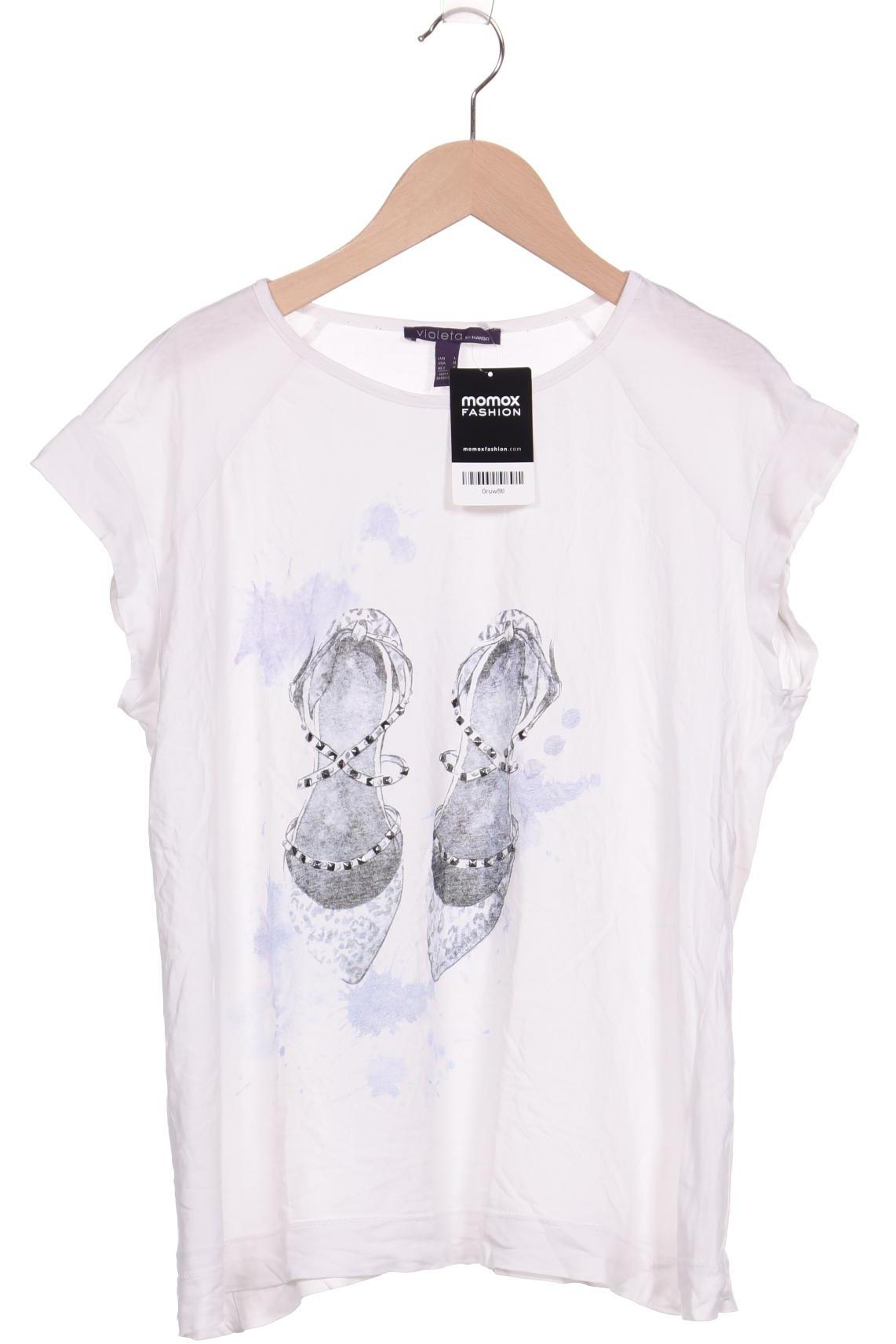 

violeta by Mango Damen T-Shirt, weiß, Gr. 42
