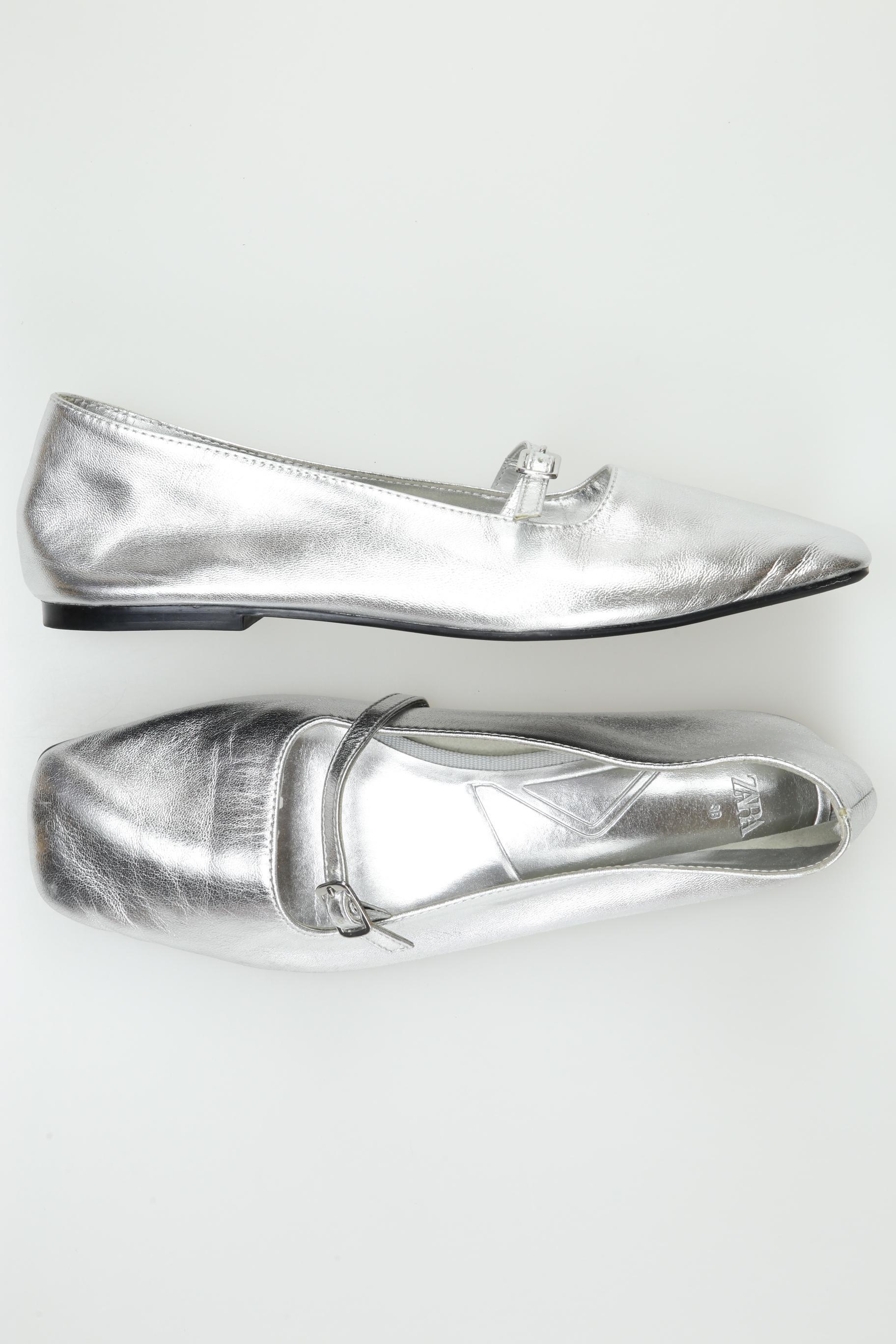 

Zara Damen Ballerinas, silber, Gr. 38