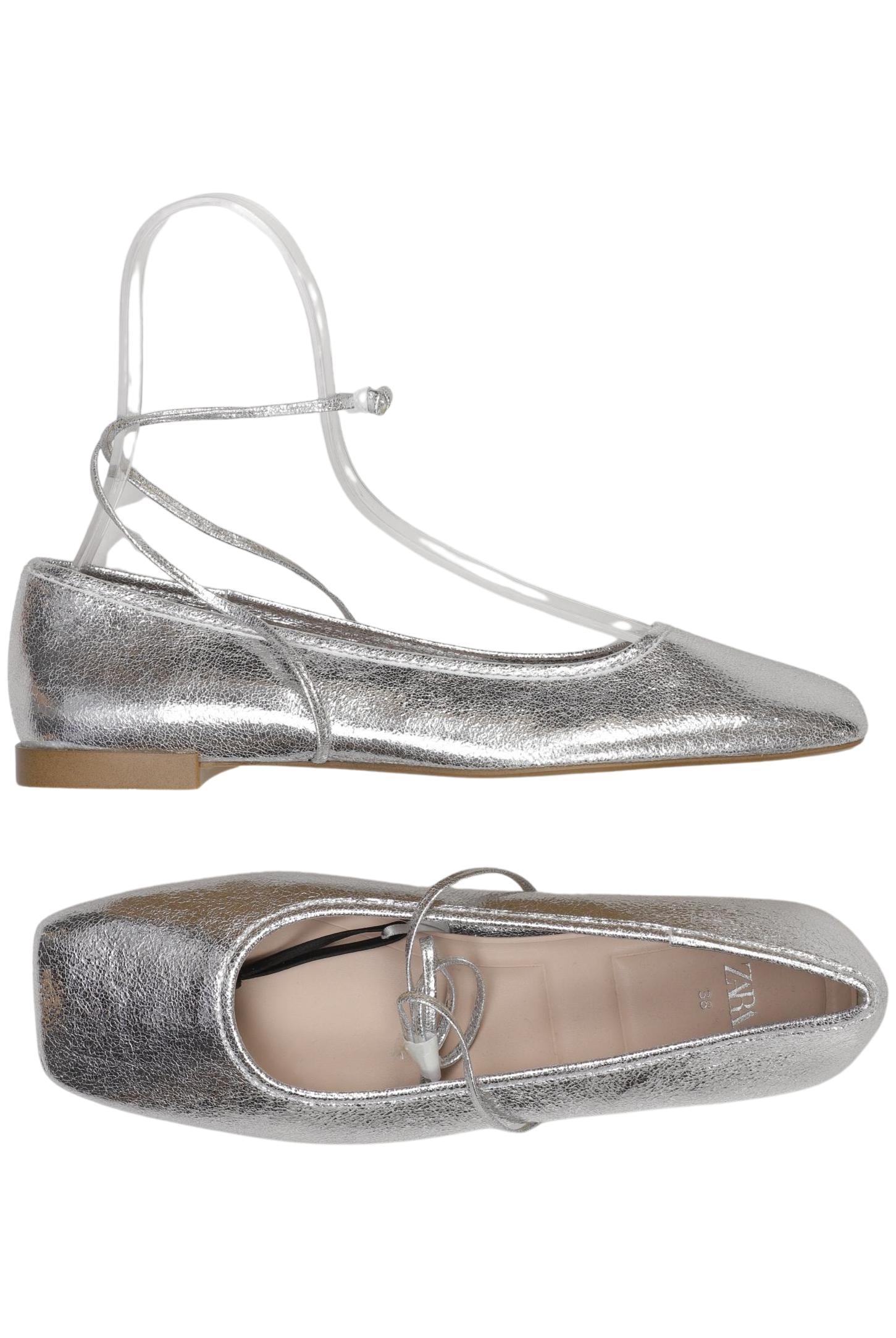 

Zara Damen Ballerinas, silber, Gr. 38