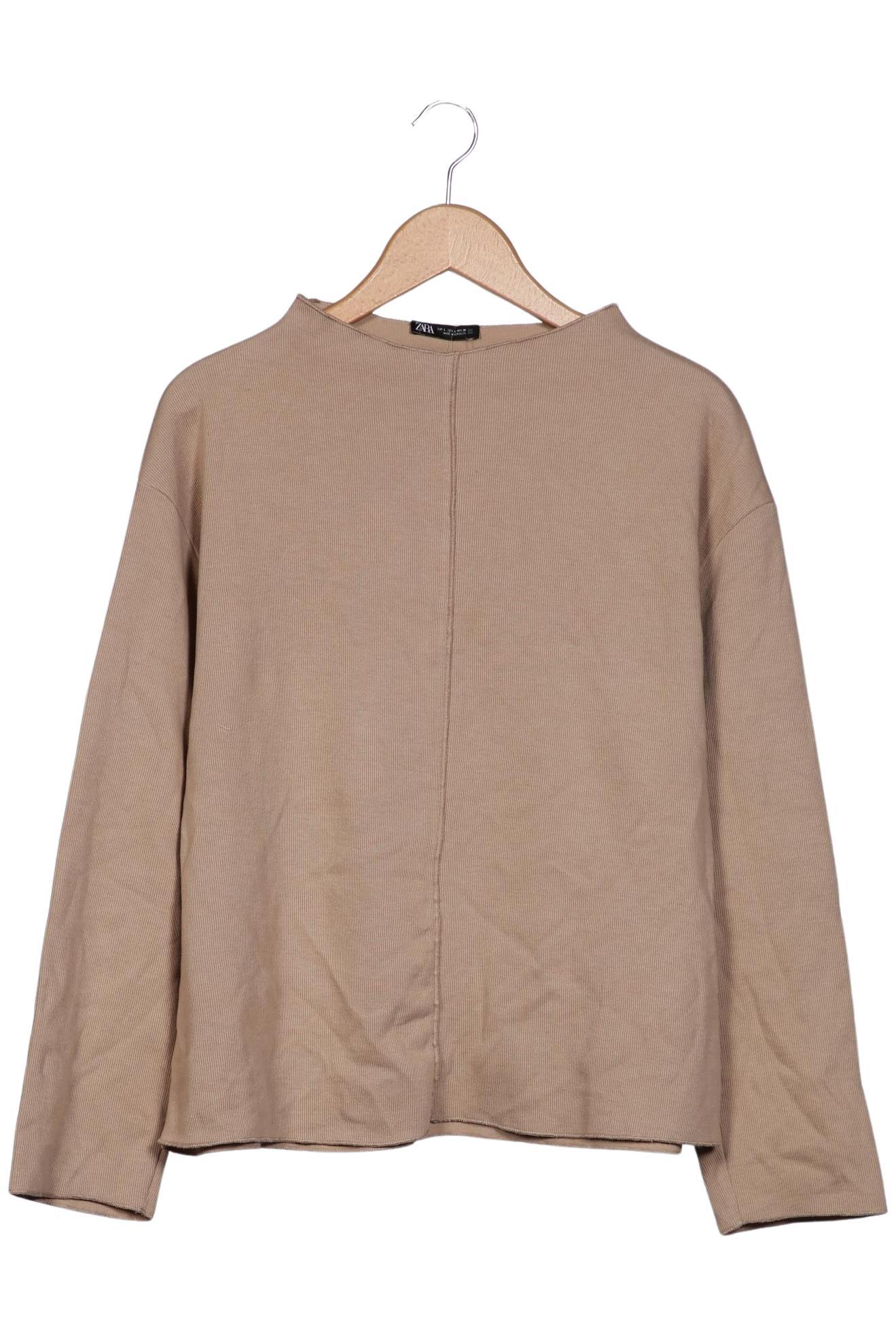 

Zara Damen Langarmshirt, beige, Gr. 42