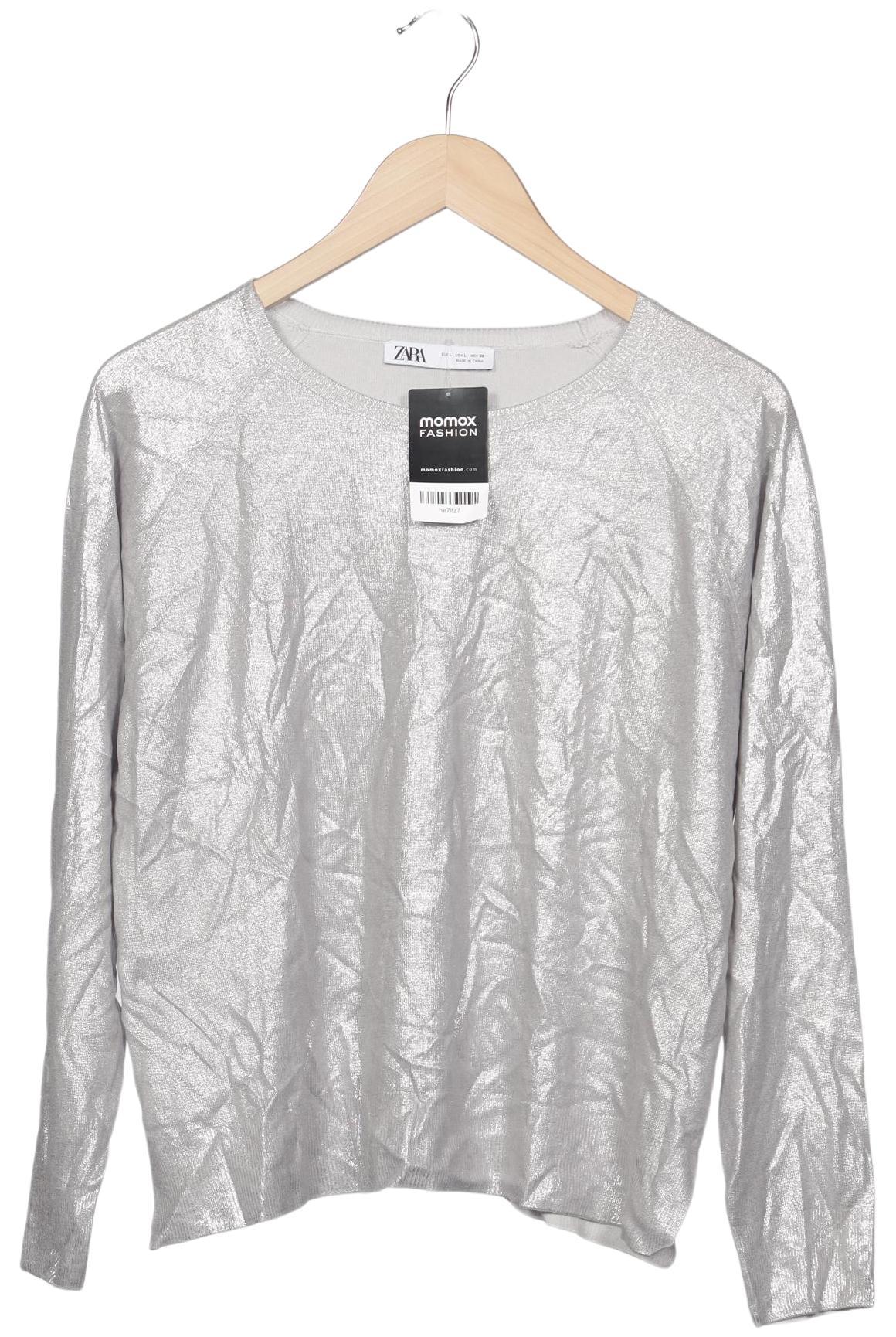 

Zara Damen Langarmshirt, silber, Gr. 42