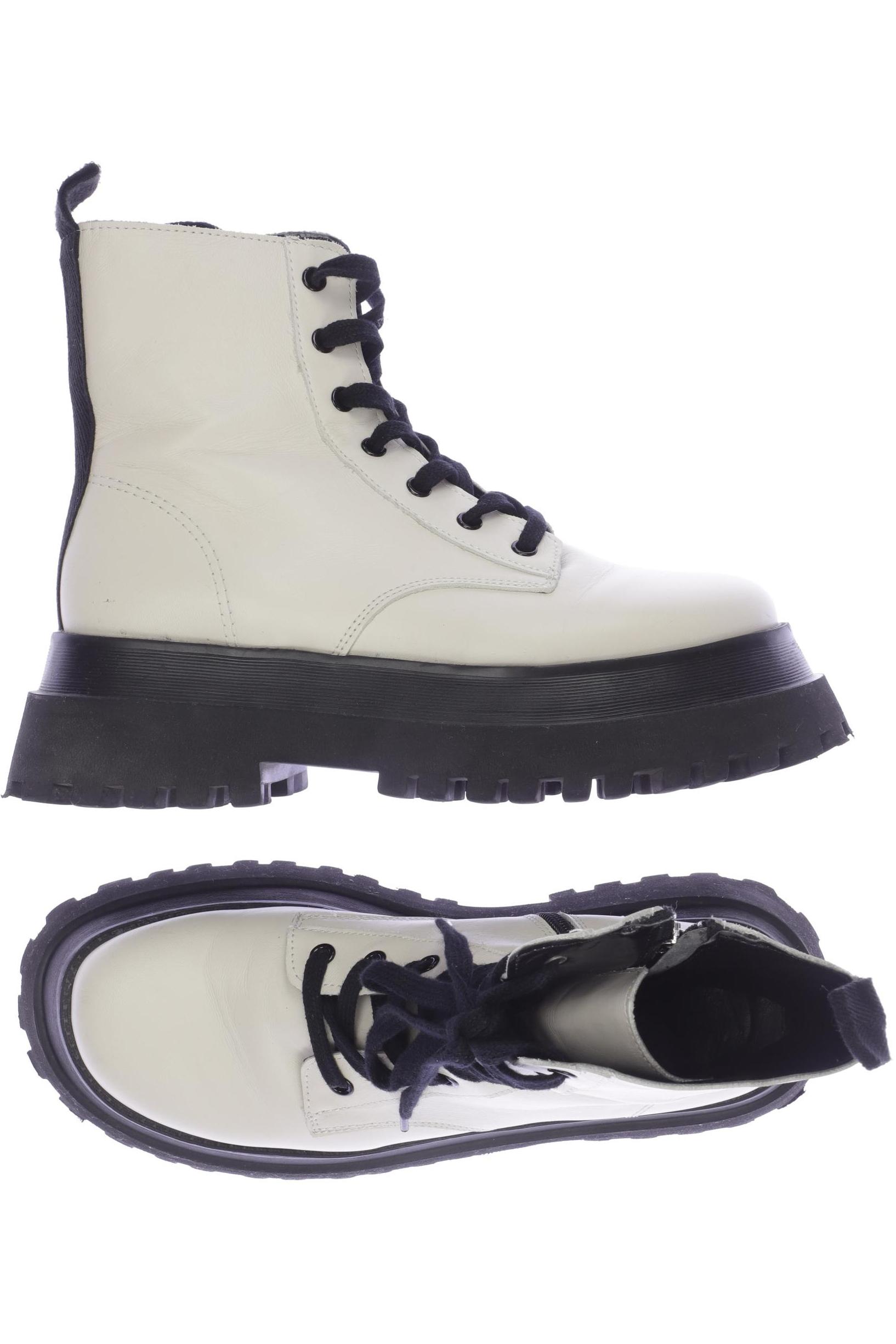 

ZARA Damen Stiefelette, cremeweiß