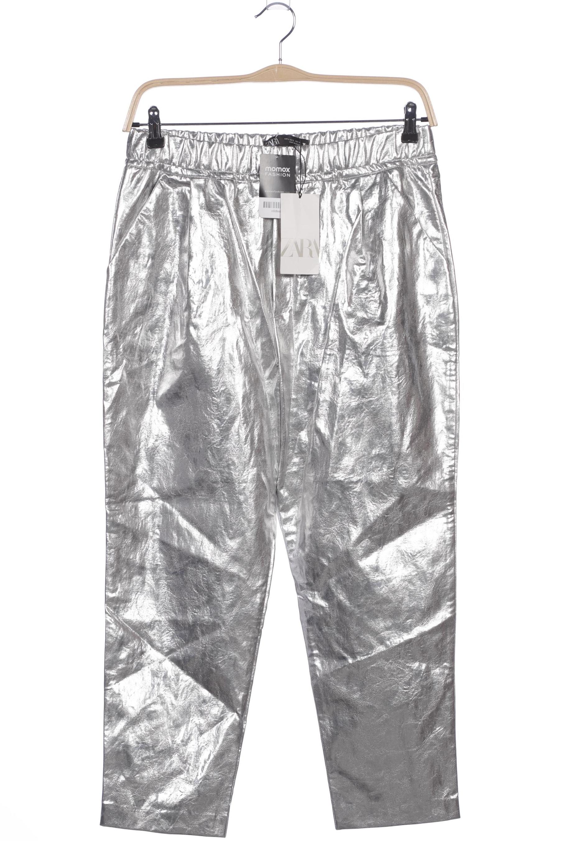 

Zara Damen Stoffhose, silber, Gr. 0