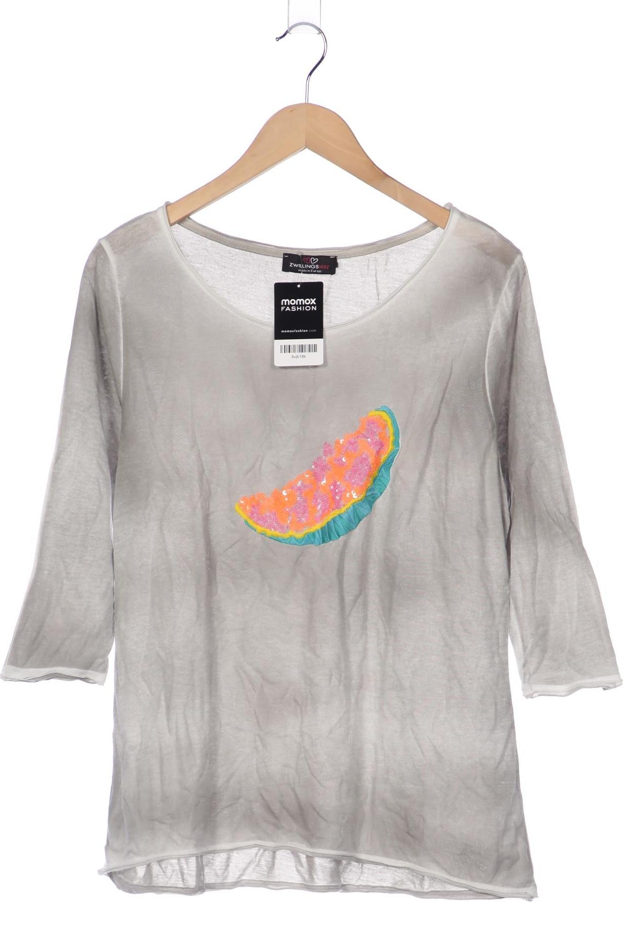Thumbnail - Zwillingsherz Damen Langarmshirt, grau, Gr. 44