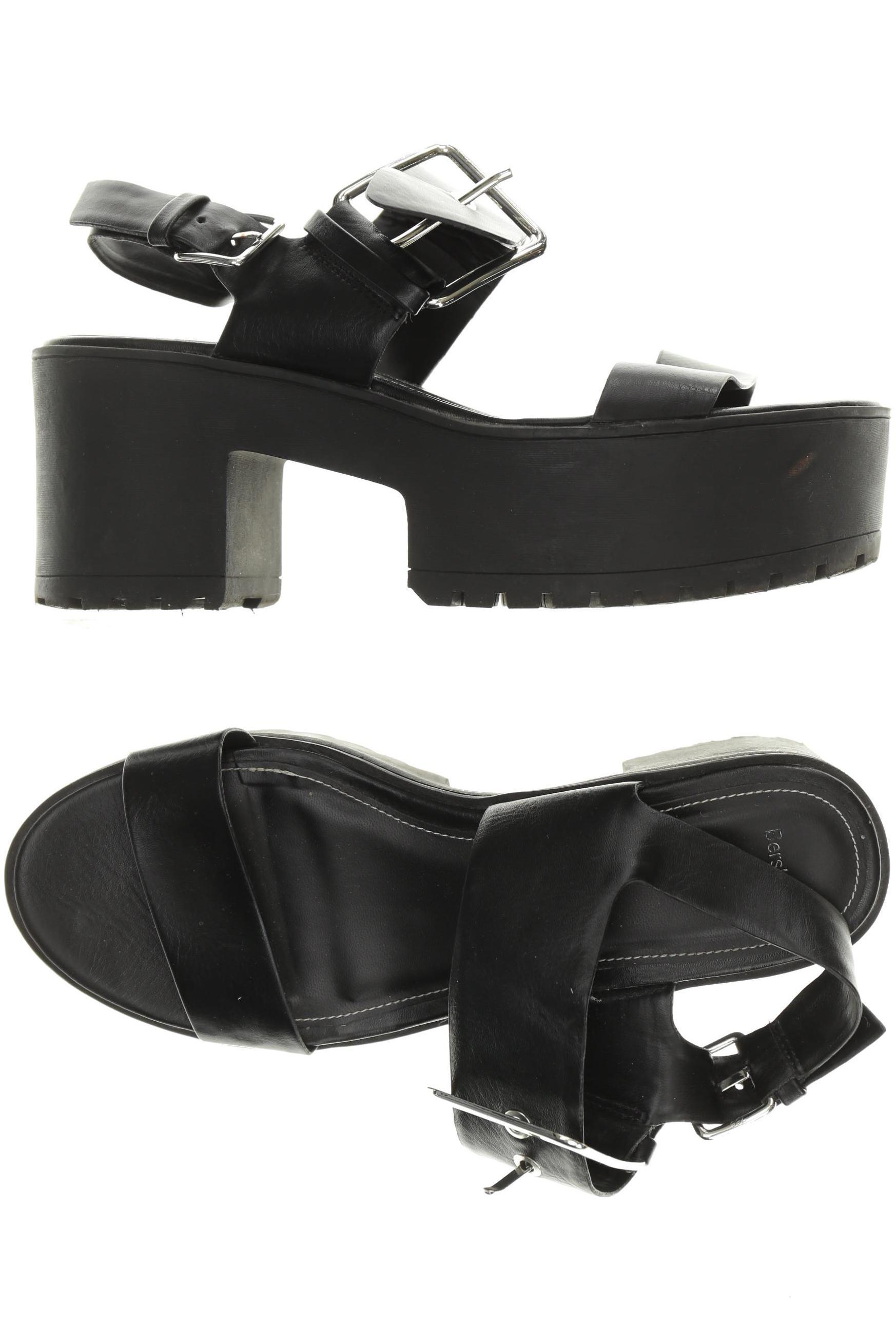 

bershka Damen Sandale, schwarz, Gr. 38